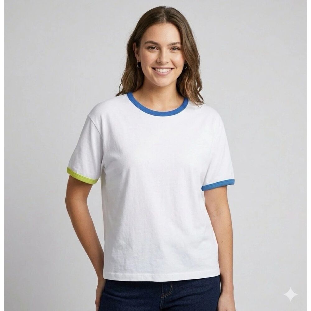 Lane Bryant Basic Venezia T-shirt Womens 22/24 White Top Ringer Tee Vintage New